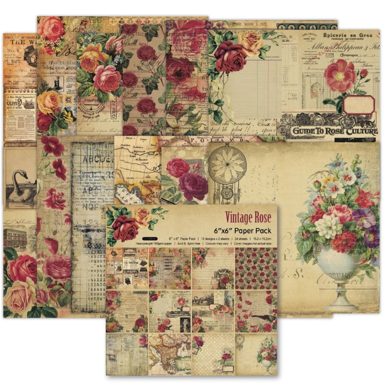 Vintage Junk Journal Scrapbooking Paper - Notatnik do scrapbookingu z różnymi wzorami
