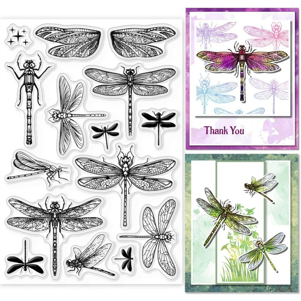 Clear Silicone Stamps For Card Making - Przezroczyste znaczki ważki do scrapbookingu DIY
