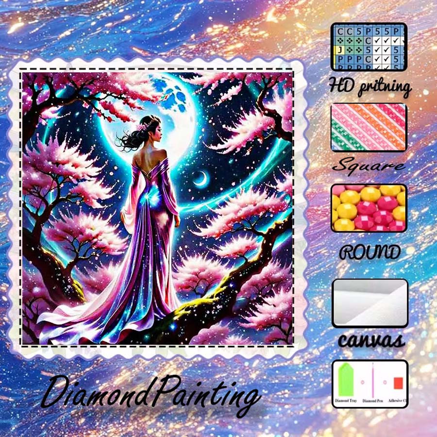 5D Diamond Painting Kit Full Drill - 1 sztuka tkaniny flokowanej 5D DIY,