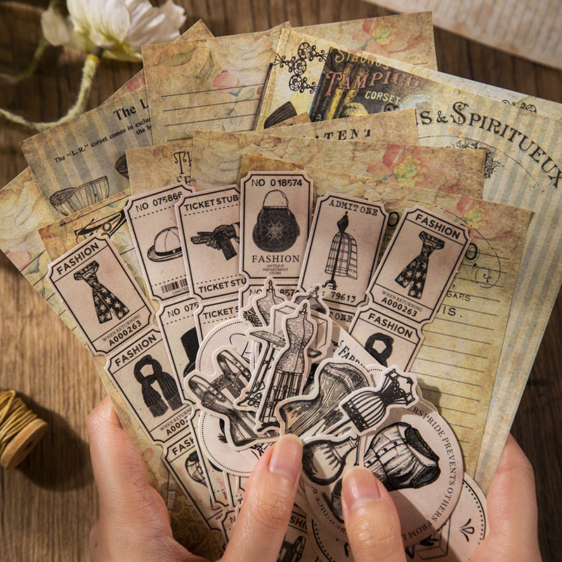 60 sztuk naklejki w stylu vint – Vintage Junk Journal Scrapbooking Paper recenzja i cena