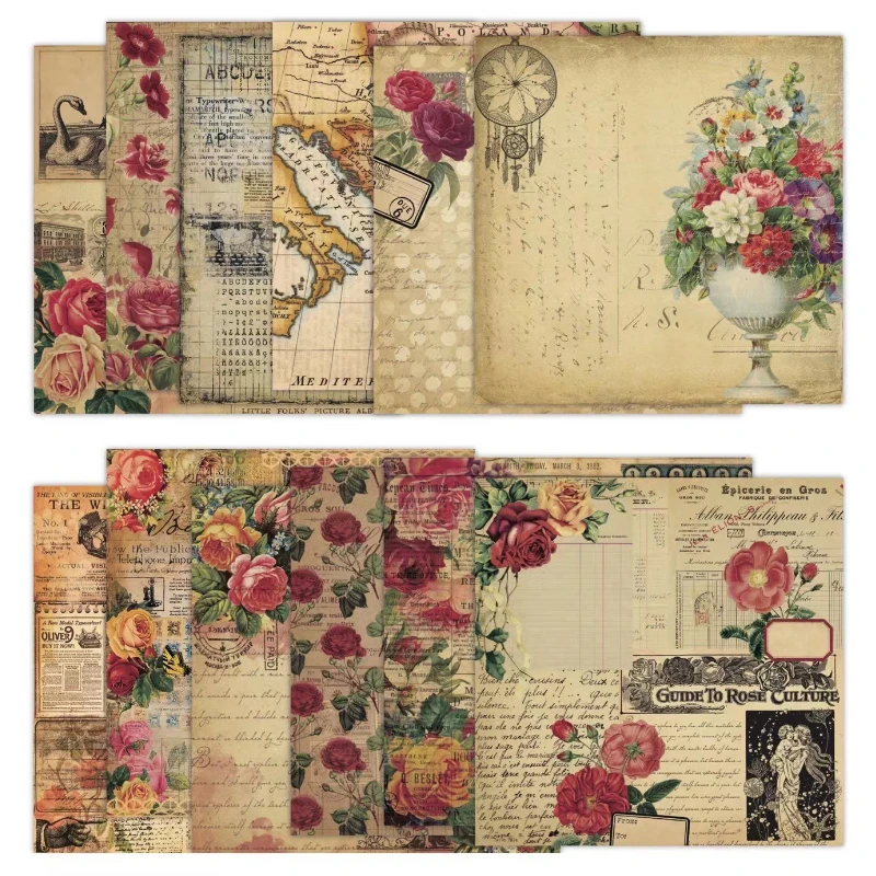 Notatnik do scrapbookingu z ró – Vintage Junk Journal Scrapbooking Paper recenzja i cena