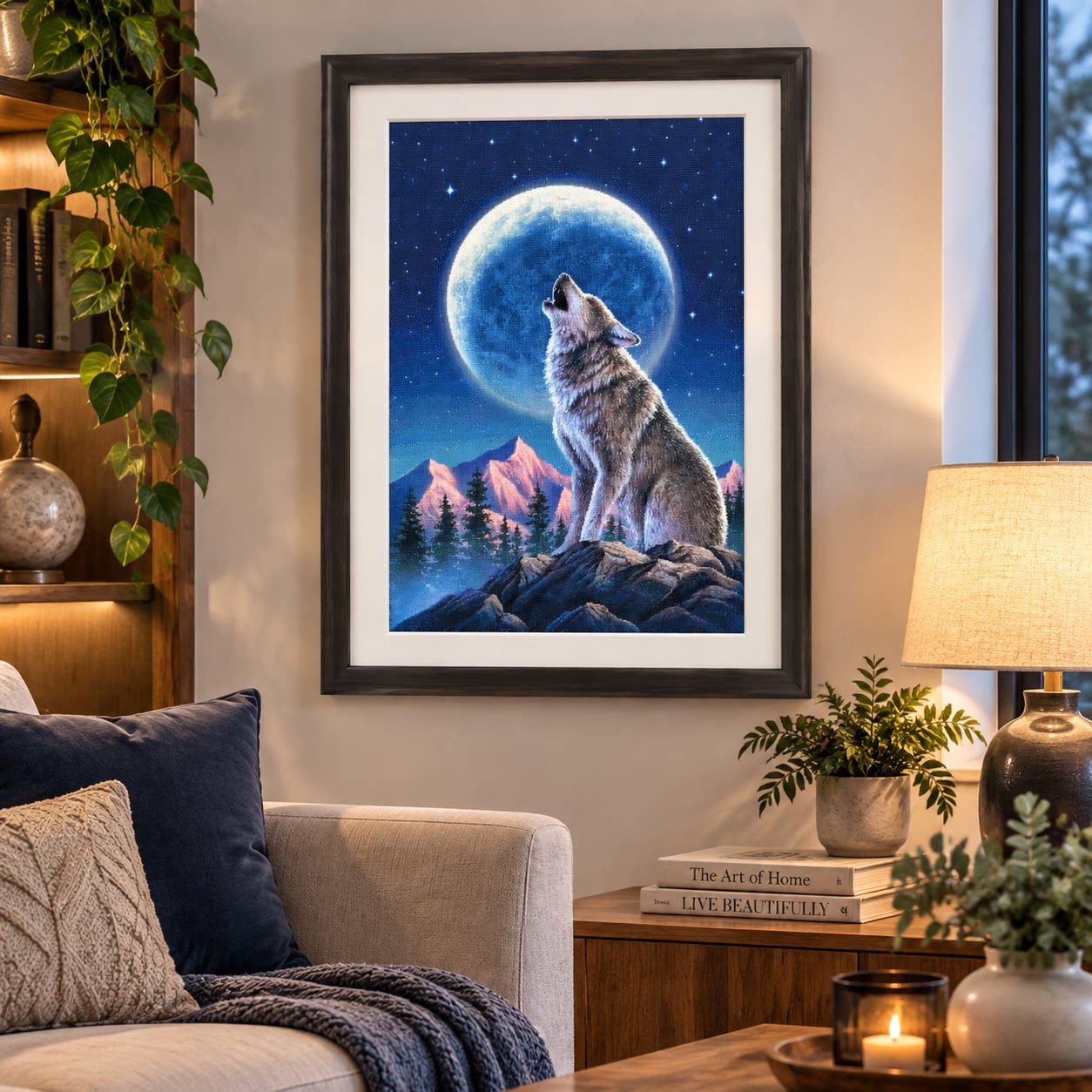 [ZZ9252-Lone Wolf Under the Mo – Cross Stitch Stamped Kits Beginners recenzja i cena