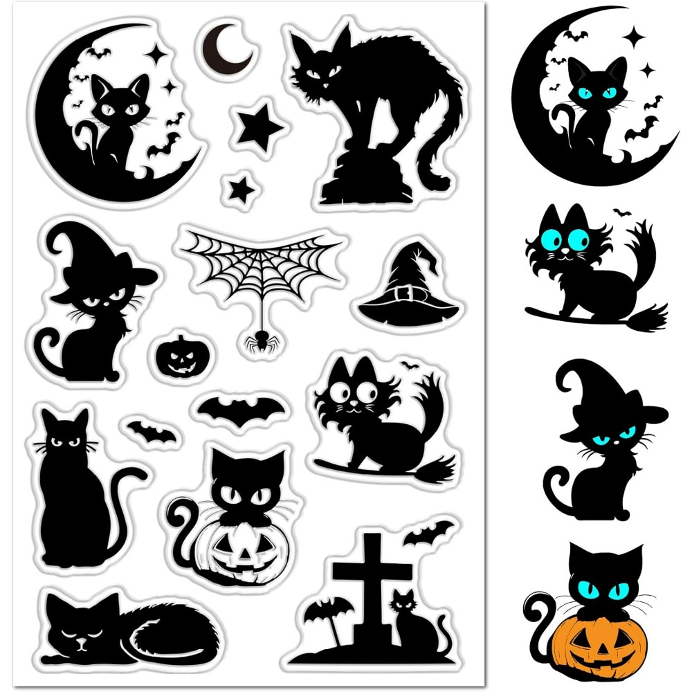 Halloweenowe czarne koty, prze – Clear Silicone Stamps For Card Making recenzja i cena