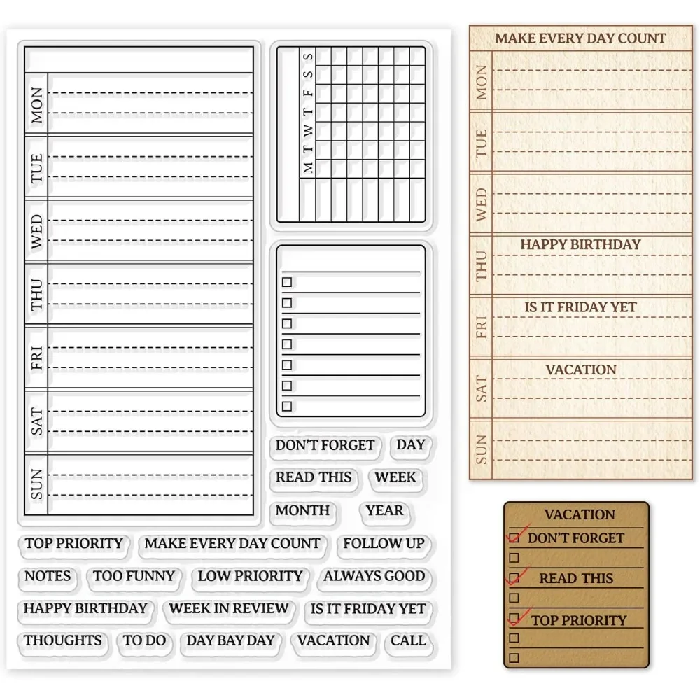 Plan tygodniowy Wyczyść pieczę – Clear Silicone Stamps For Card Making recenzja i cena